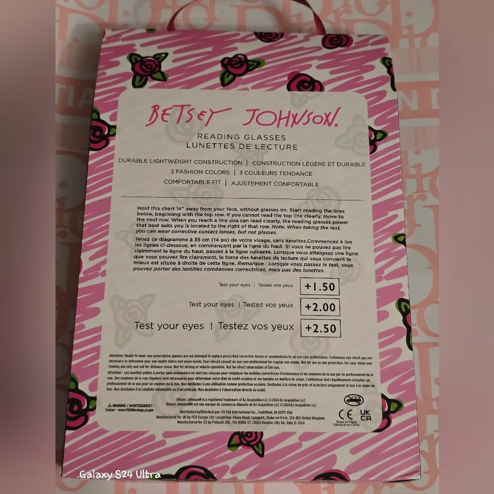 Betsey Johnson 3-pair reading glasses set in +1.50 magnification NIB